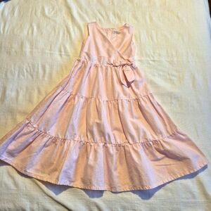 Hope & Henry girls size 4 pink long linen blend tiered dress, VGUC
